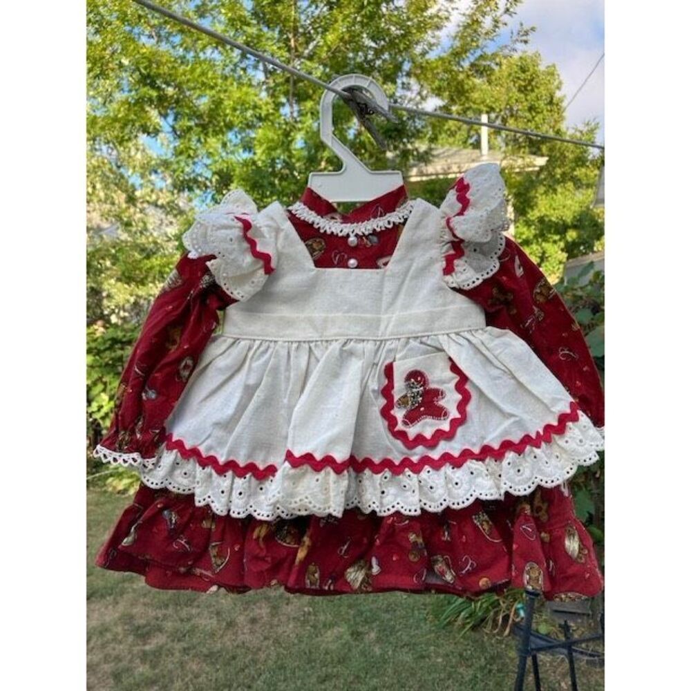 Authentic Lee Middleton Doll Dress 3 Piece Christmas Gingerbread Man EUC